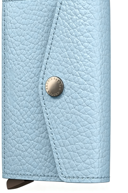 Light Blue Leather RFID-Blocking Multi-Function Wallet