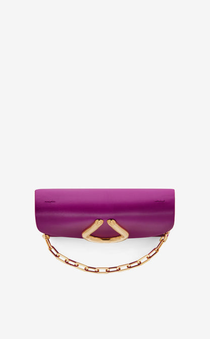 Vibrant Magenta Leather Chain Clutch