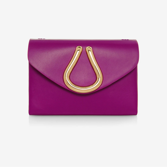 Vibrant Magenta Leather Chain Clutch
