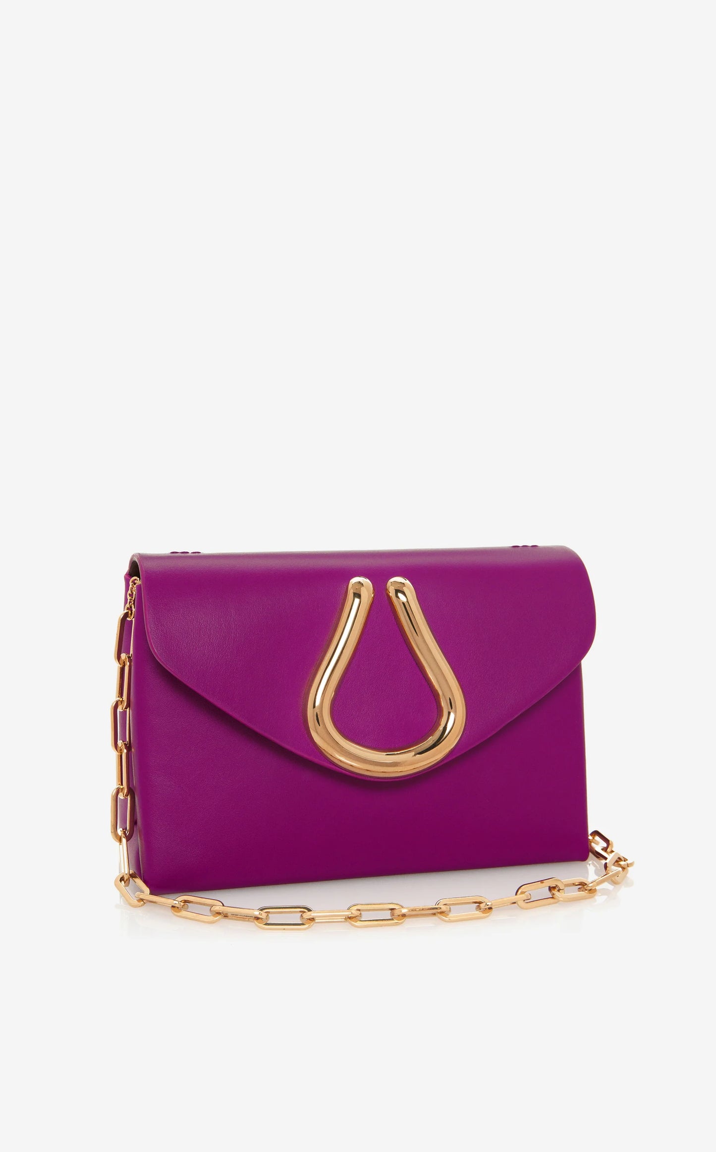 Vibrant Magenta Leather Chain Clutch