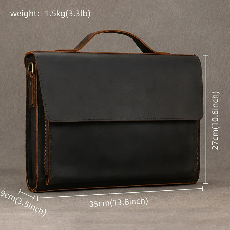 Vintage Full-Grain Leather Briefcase
