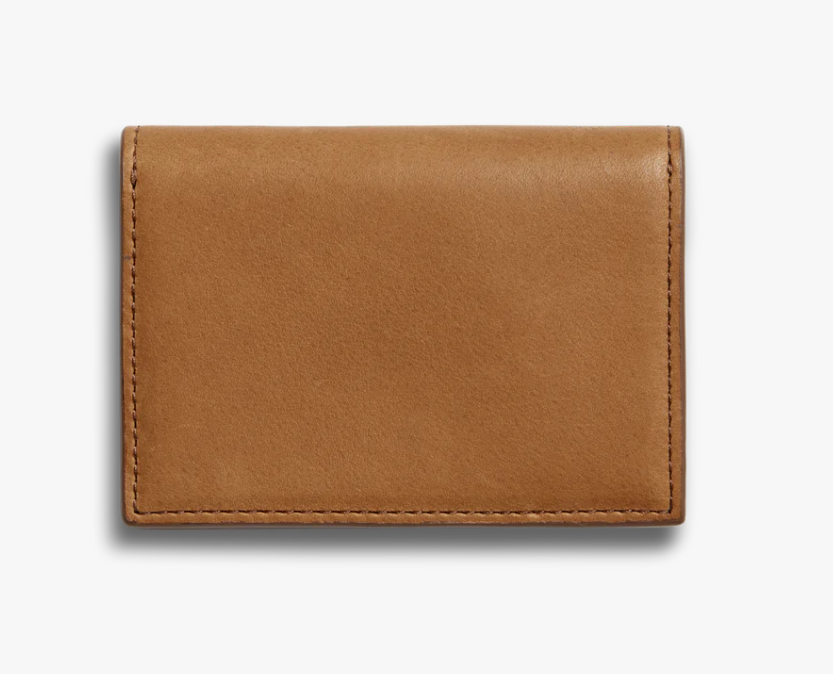 Tan Leather Snap Closure Card & Coin Wallet