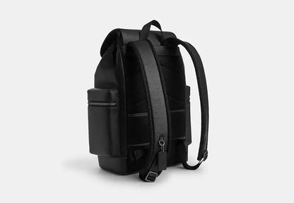 Leather Drawstring Flap Backpack