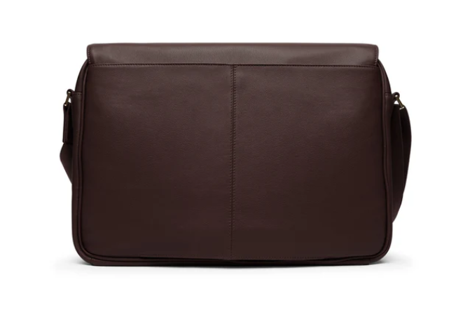 Smooth Brown Leather Messenger Bag