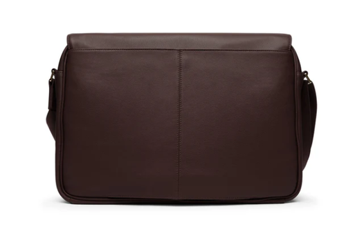 Smooth Brown Leather Messenger Bag