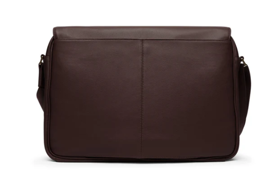 Smooth Brown Leather Messenger Bag