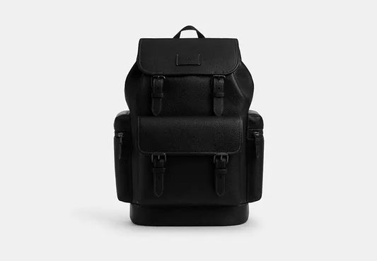 Leather Drawstring Flap Backpack