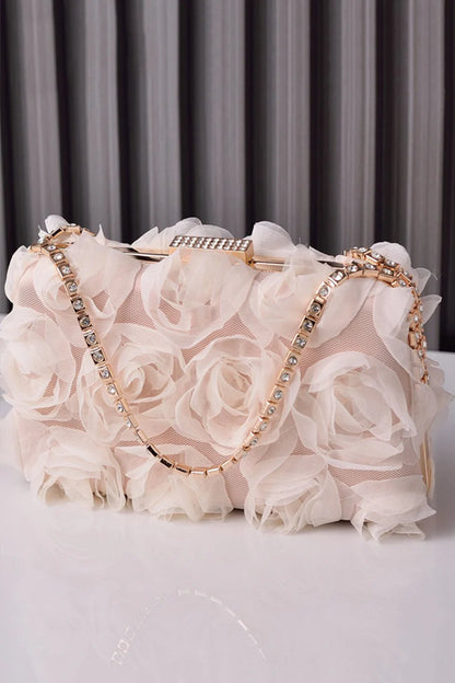 Floral Organza & Crystal Evening Clutch
