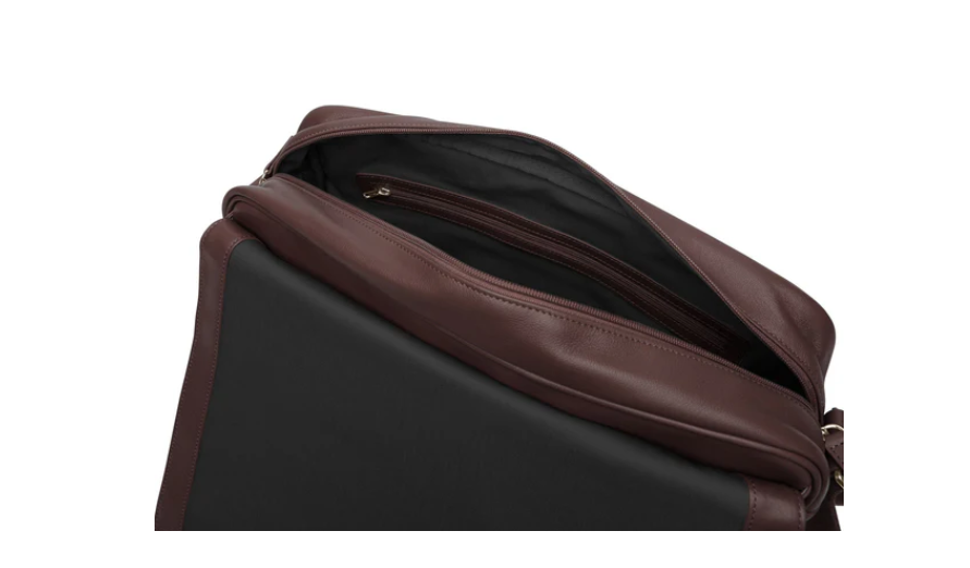 Smooth Brown Leather Messenger Bag