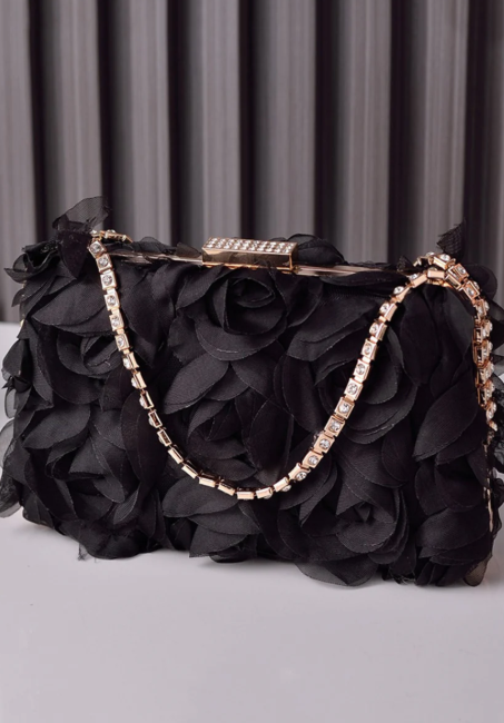 Floral Organza & Crystal Evening Clutch