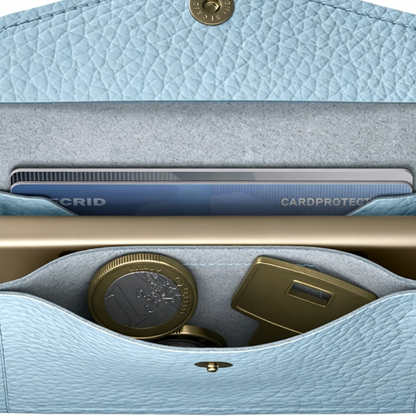 Light Blue Leather RFID-Blocking Multi-Function Wallet
