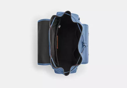 Leather Drawstring Flap Backpack