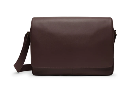 Smooth Brown Leather Messenger Bag