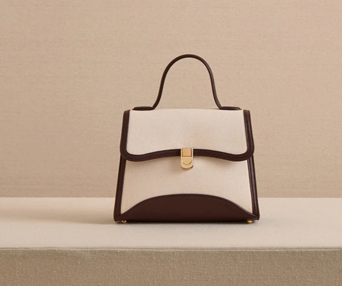 Elegant Canvas & Leather Trim Handbag