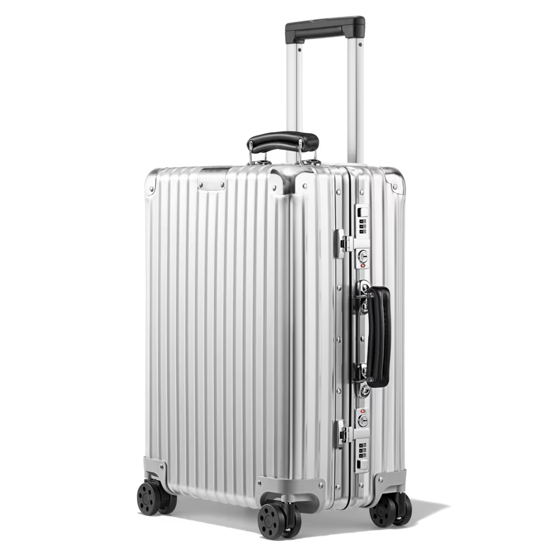 Sleek Silver Aluminum Hard-Shell Carry-On Luggage