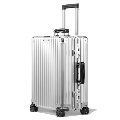 Sleek Silver Aluminum Hard-Shell Carry-On Luggage