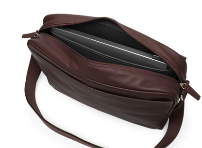 Smooth Brown Leather Messenger Bag
